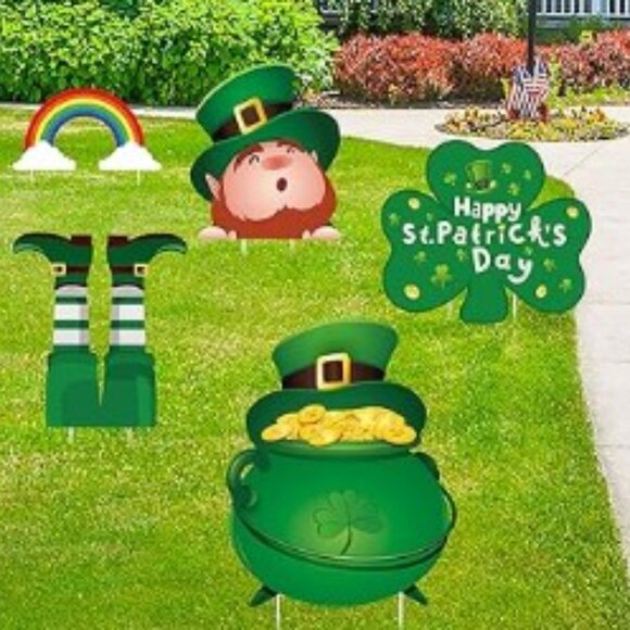 ST. PATRICK'S DAY YARD SIGN OUTDOOR DECORATIONS 6 PCS PARTY HOLIDAY - Picture 2 of 14